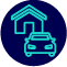 Ilustração do carro e casa