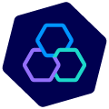 logotipo banrisul dentro de hexagono azul escuro