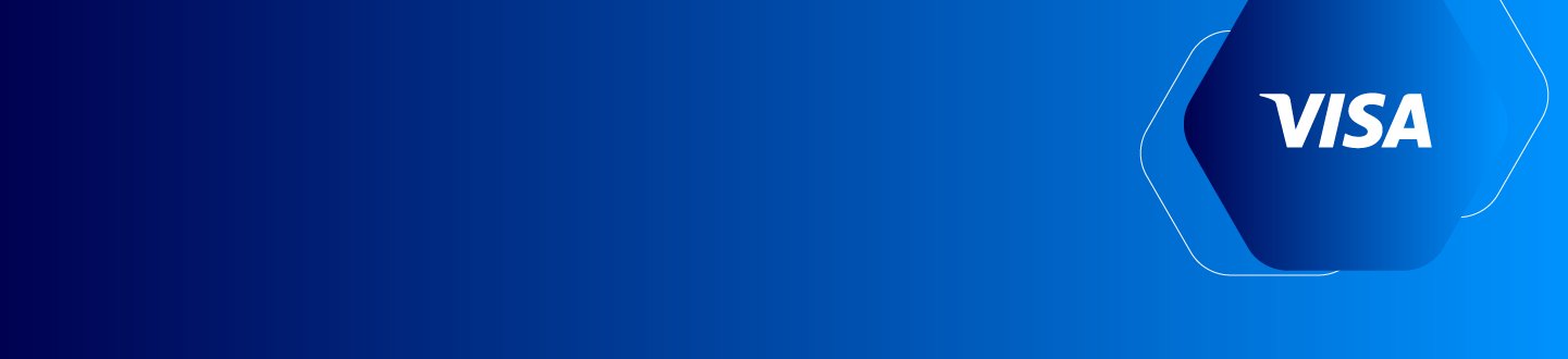 banner azul com logo visa em hexgono