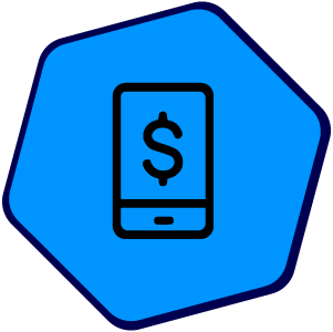 ilustração de hexagono com celular e cifrão